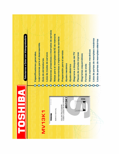 Toshiba MV13K1 Manual de servicio para tv con videocasetera marca Toshiba